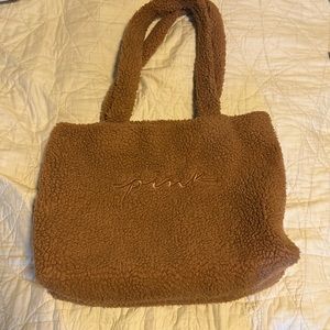 PINK fuzzy tote